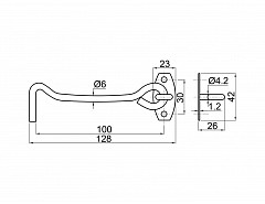 Hák rozpěrný s okem 120mm Žlutý zinek