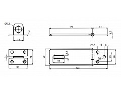 Petlice MINI 75x26x1,2mm ČERNÝ LAK