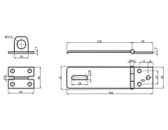 Petlice MINI 125x38x2mm ČERNÝ LAK