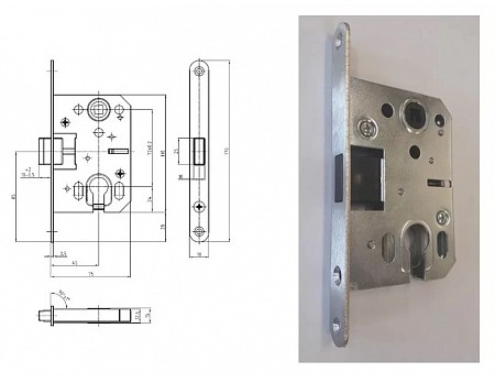 Magnetický zámek K041 75/45 Fab  P/L čelo nerez