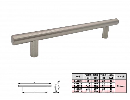 HRAZDA úchytka 10/64/116mm NiB