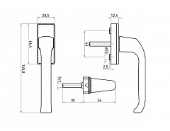 Klika okenní hliníková 7/35 imitace NEREZ F9