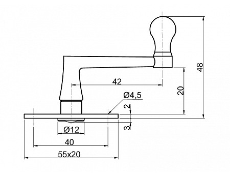OBRTLÍK S KULIČKOU 20mm MOSAZ
