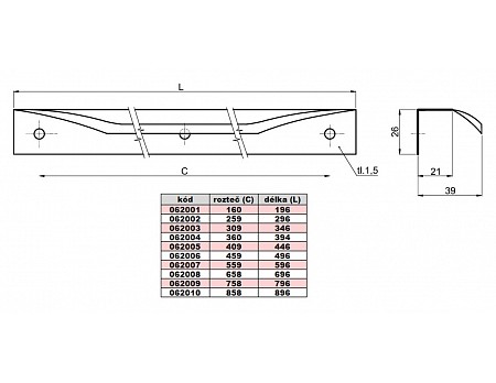 ELZA 446mm úchytka ČERNÁ-MATNÁ