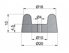 Gumová zarážka pr.20mm, v.10mm ČERNÁ
