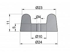 Gumová zarážka pr.24mm, v.11mm ČERNÁ
