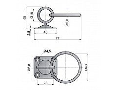 Deska s okem s kroužkem 40x40mm 6mm NEREZ
