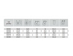Kolečko 65x19 otočné/otvor pro šroub M10, šedá guma 35 kg