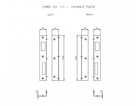 Protiplech vratový zámek 1/1 ''P'' (Zlatník)