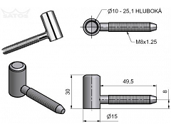 Závěs dveřní 60/10 VD M8 žlutý Zn č.96060510