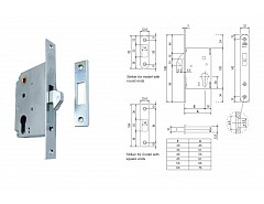 Zámek AGB posuv.dveře 72/86 s hákem dorn 60mm,čelo 22mm BZN B009106015