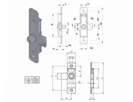 Zámek ZZ2-01.356 (vnitřní 6x6mm, podobné Bomoro)