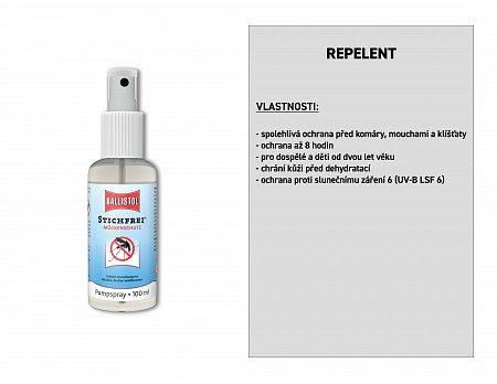 Repelent proti komárům a klíšťatům, pumpovací sprej v blistru 100 ml, BALLISTOL 26808 (26919)