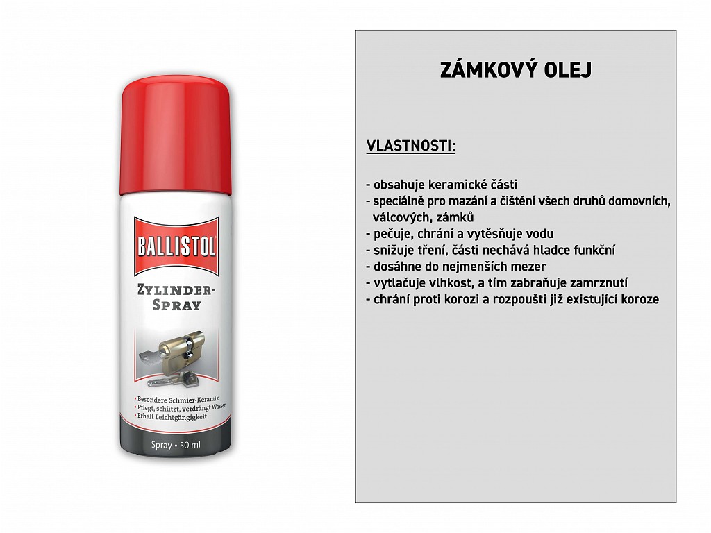 Zámkový olej sprej v blistru 50 ml, BALLISTOL 25954 (25940) - SATOS  Prostějov a.s.