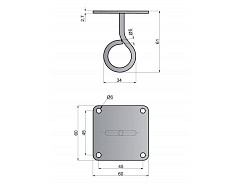 Deska s okem 60x60x2,5 , oko  6x30mm Žlutý zinek