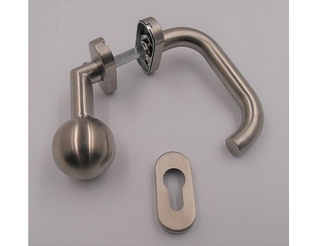 Kování HELEN FAB ovál pevná  koule vyosená, L klika, NEREZ