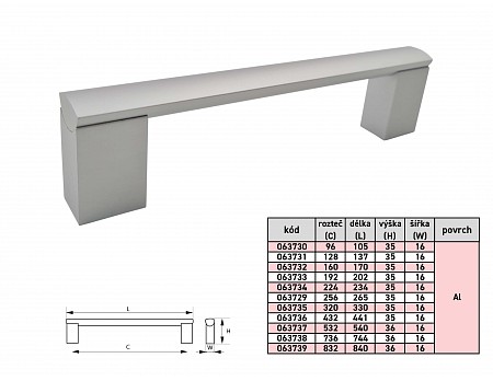 PORTA úchytka Al 432/442 mm