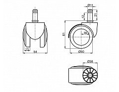 Kolečko ROL-N 50 PU, pásek, čep 11(l=22)