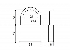 Visací zámek 9235-E Ms BULL 4,5/20 3kl.