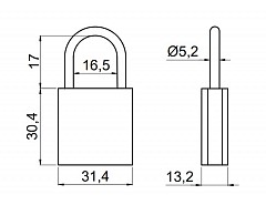 Visací zámek s potiskem 32 mm 3kl.