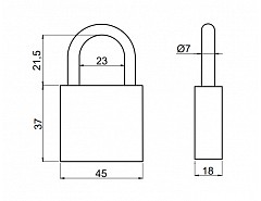 OVÁL 45 modrý visací zámek 2545 3kl.