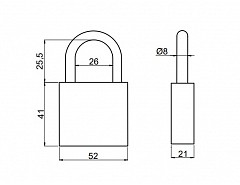 OVÁL 52 modrý visací zámek 2552 3kl.