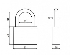 OVÁL 63 modrý visací zámek 2563 3kl.