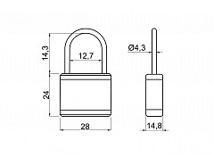 Zavazadlový visací zámek zelený 24mm 3/12 3kl.