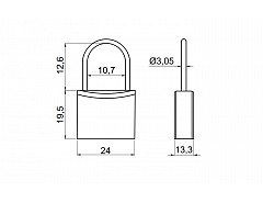 Zavazadlový visací zámek červený 24mm 3/12 3kl.