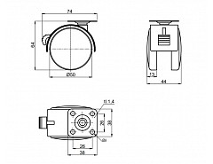 Kolečko ROL-N 50-kovová plotýnka+brzda TWP50B