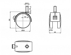 Kolečko ROL-N 50-šr.M10-brzda TWT50B