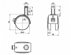 Kolečko ROL-N 40-čep 8mm+pouzdro TWS40 W/S