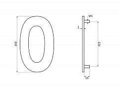Číslice "3" fasádní 150mm NEREZ