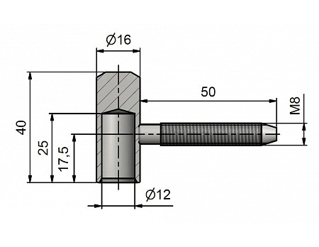 Závěs dveřní 80/12/M8/50 VD Bzn č.96740530