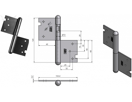 Závěs dveřní 120 mm''L'' č.92710000