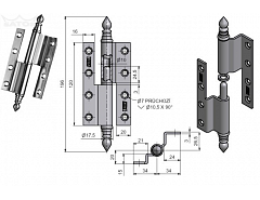 Závěs dveřní lomený UR 120 Ms''P'' 94760800