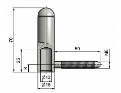 Závěs dveřní 18x120 UR25 VD M8x50 91400530 	Zinek modrý