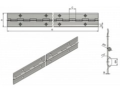 Závěs tyčový (pianový) PMS A 32x B 0,6x E900/ F 70 s prolisem č.72023804
