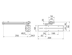 DC300 NEW zavírač bez ramínka 1.400mm/60-120kg stříbrný
