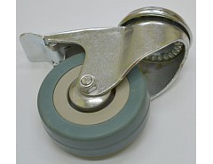 Kolečko 50x16 otočné s brzdou/otvor pro šroub M10, šedá guma 27 kg