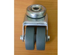 Kolečko dvouřadé 50x16 otočné/otvor pro šroub M10, šedá guma 70kg