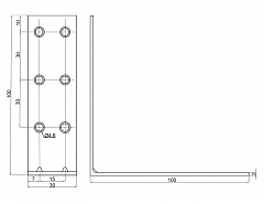 Úhelník dvojitý 100x30x2 mm BZn