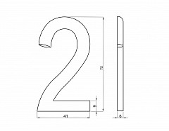 Číslice "2" na dveře NZ 75mm Bronz