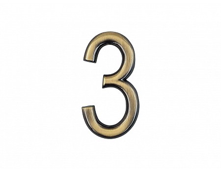Číslice "3" na dveře NZ 75mm Bronz