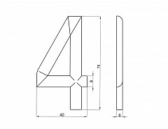 Číslice "4" na dveře NZ 75mm Bronz
