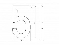 Číslice "5" na dveře NZ 75mm Bronz