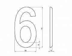 Číslice "6" na dveře NZ 75mm Bronz