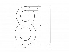 Číslice "8" na dveře NZ 75mm Bronz