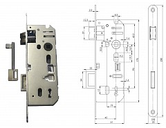 Zámek zadlabací, klíč C3245 P-L 90/45/63,čelo 20mm FABDOS