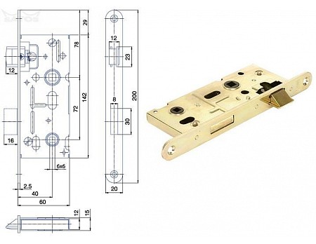 Zámek WC K111 BZn P-L 72/60